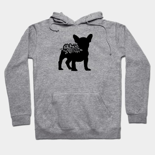 French Bulldog Dog Silhouette Roses Hoodie by Jim N Em Designs